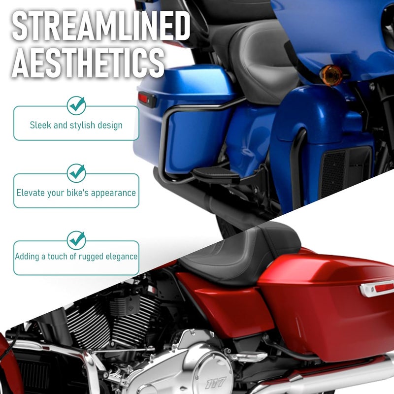 MoKitDora Touring Rear Saddlebag Bracket Guard Bars Compatible with 2014-up Harley Street Road Electra Glide Road King, Black - Image 5